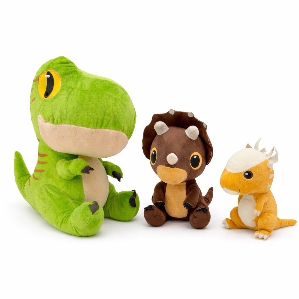 Jurassic World Plush Dinosaur Lot Velociraptor Triceratops Stygimoloch - 3pc